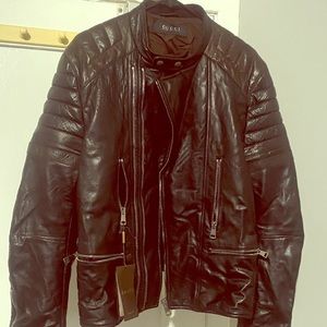 Gucci leather rider jacket mens